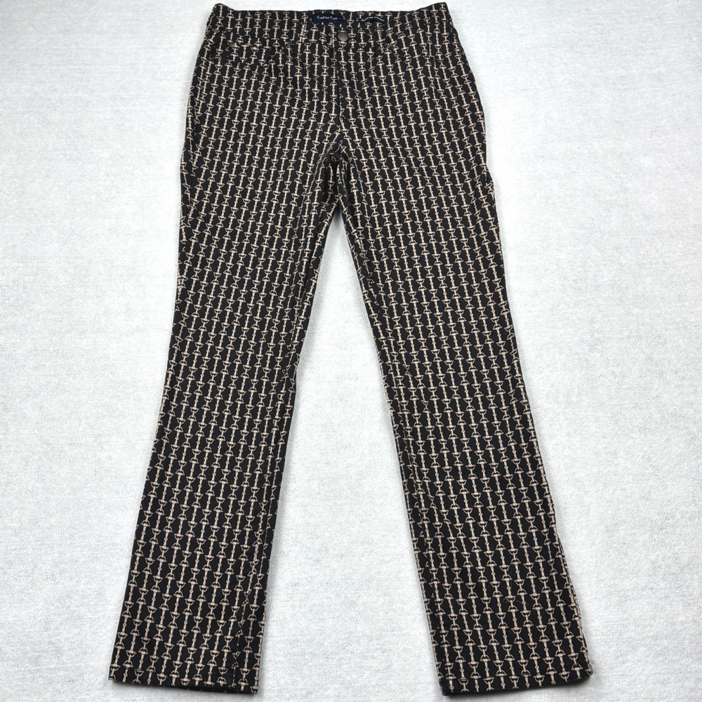 Charter Club Lexington Straight Pants Womens Size 10 Black Beige Snaffle Bit